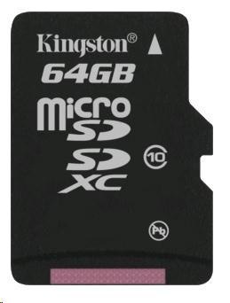 Kingston Karta pamięci  64GB micro SDXC Memory Card (Class 10) bez adaptéru