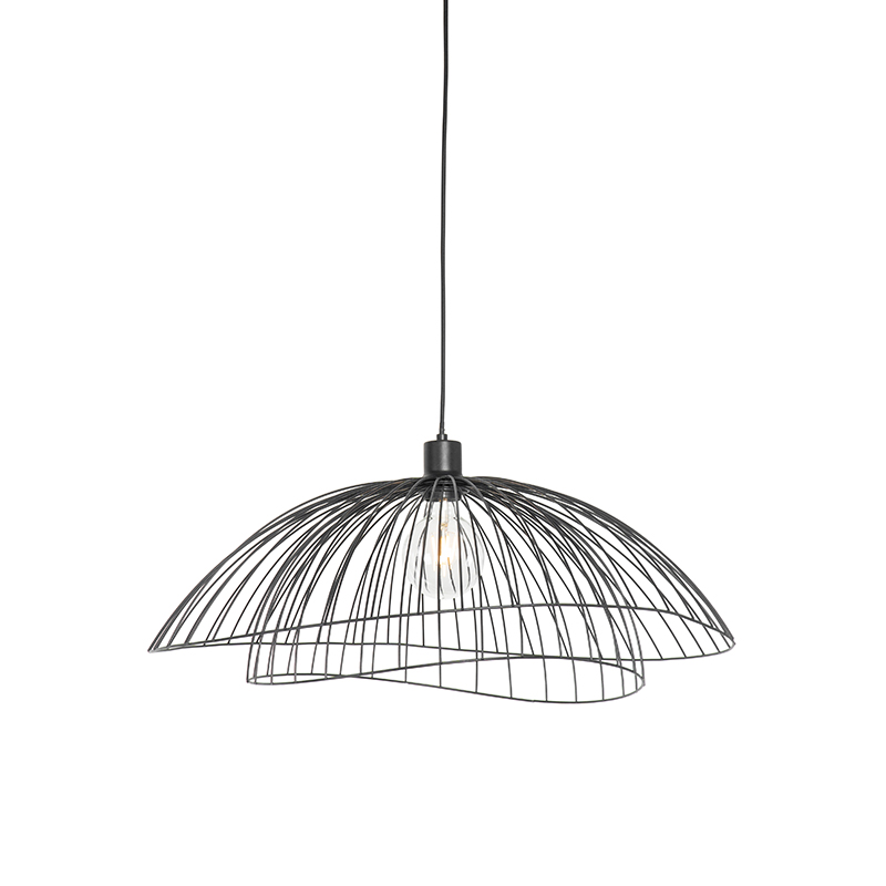 QAZQA Designerska lampa wisząca czarna 60 cm - Pua