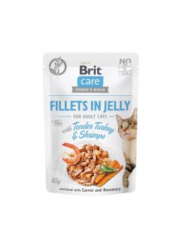 Brit Care Cat Fillets in Jelly Tender Turkey & Shrimps 85 g Indyk i krewetki