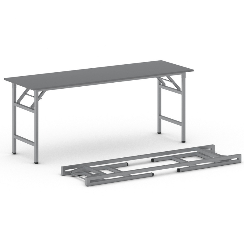 B2B Partner Stół konferencyjny FAST READY z srebrnoszarym stelażem, 1700 x 500 x 750 mm, antracyt 499256