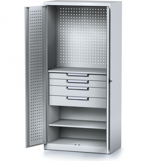 Alfa 3 Szafa warsztatowa MECHANIC, 1950 x 920 x 500 mm, 2 półki, 4 szuflady, szare drzwi 1262671