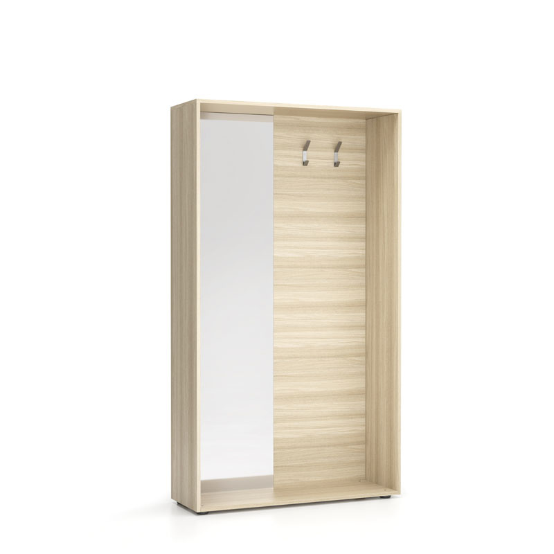 PLAN Ścianka na ubrania (wieszak) ze zwierciadłem, 2 haczyki, naturalny dąb 6101291