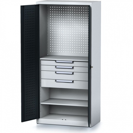 Alfa 3 Szafa warsztatowa MECHANIC, 1950 x 920 x 500 mm, 2 półki, 4 szuflady, antracytowe drzwi 1262672