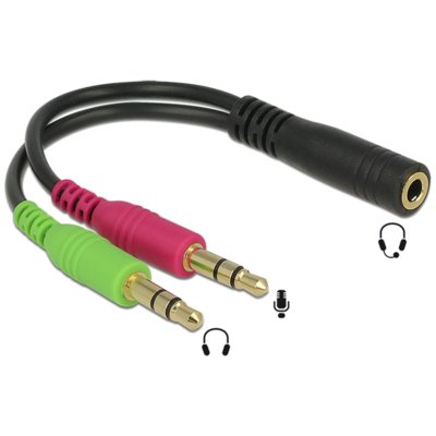 Delock Adapter 2X Stereo miniJack M -> Stero miniJack F-gnizado 4PIN Tablety, Sm