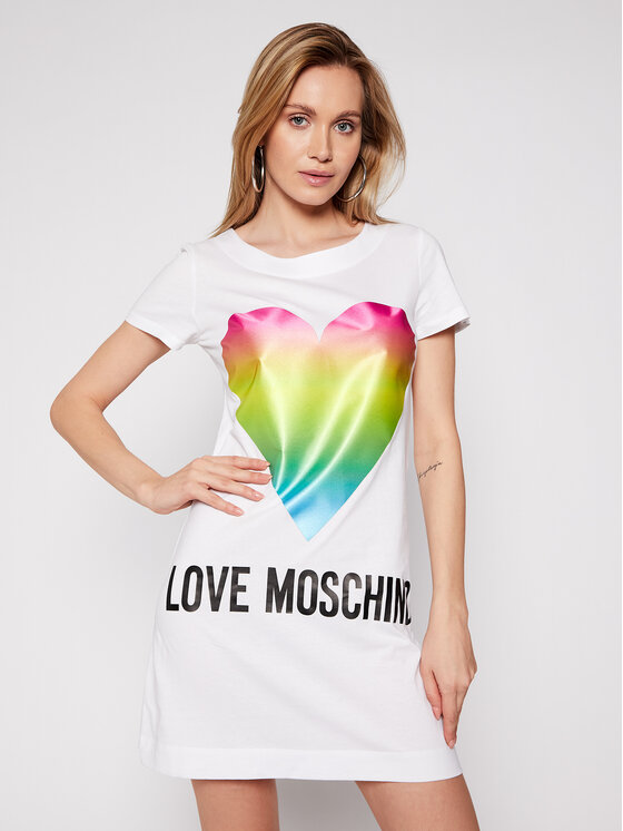 Love Moschino Sukienka codzienna W592914M 3876 Biały Regular Fit