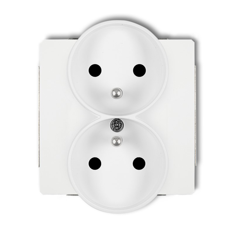 Karlik Gniazdo podwójne z uziemieniem DECO SOFT biały DGPRSO-2z