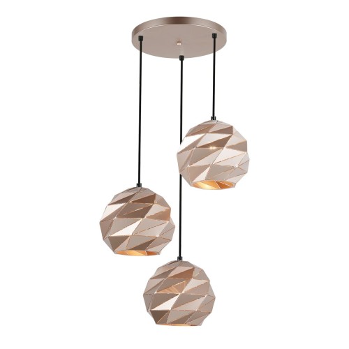 Italux LAMPA wisząca PALERMO PND-2424-3S-GD metalowa OPRAWA geometryczny ZWIS kaskada złota PND-2424-3S-GD