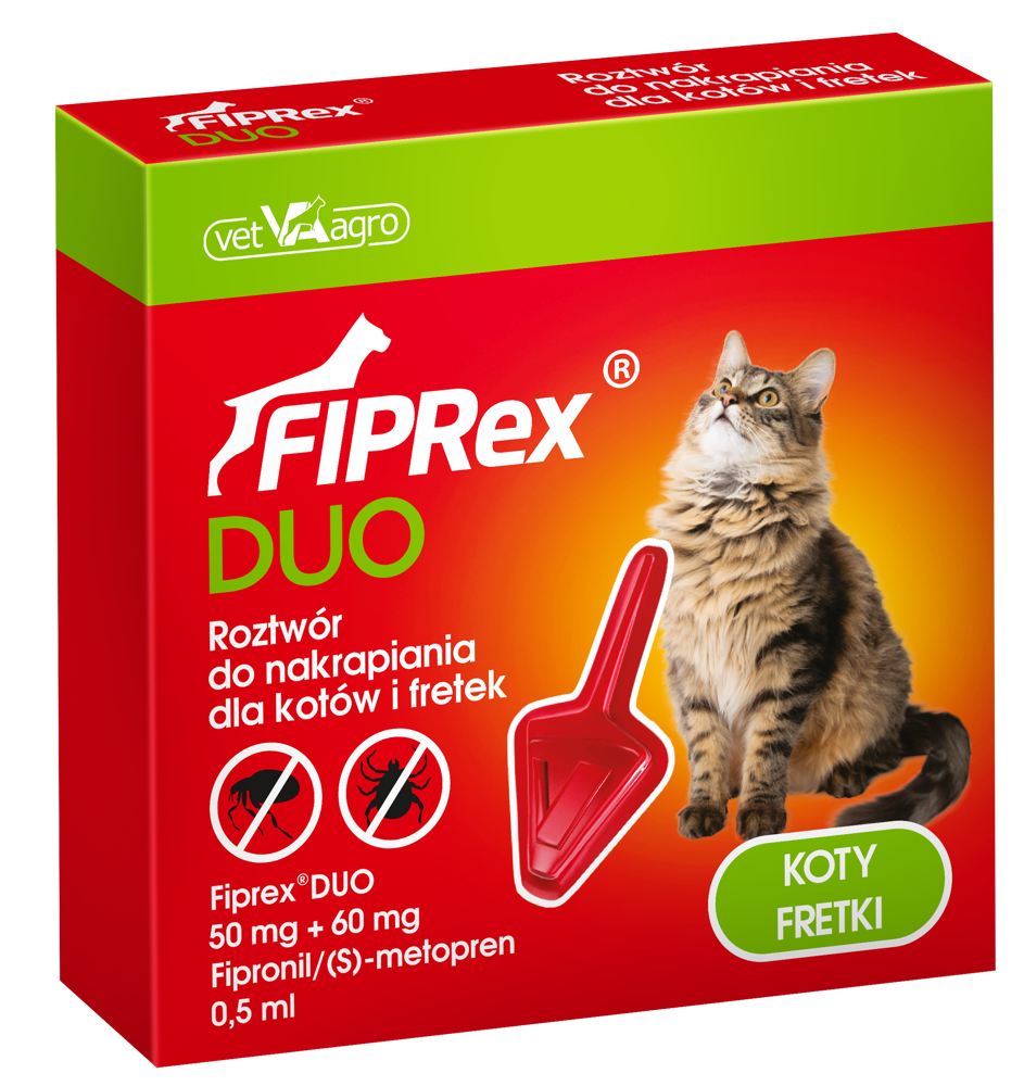 Vet-Agro Fiprex DUO Kot 50 mg + 60 mg roztwór do nakrapiania dla kotów i fretek 44864-uniw