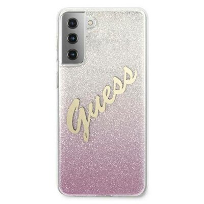 Guess Etui Glitter Gradient Script do Samsung Galaxy S21+ Różowy