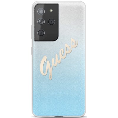 Guess Etui Glitter Gradient Script do Samsung Galaxy S21 Ultra Niebieski | GUHCS21LPCUGLSBL