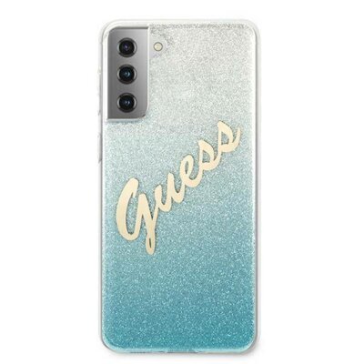 Guess Etui Glitter Gradient Script do Samsung Galaxy S21+ Niebieski | GUHCS21MPCUGLSBL