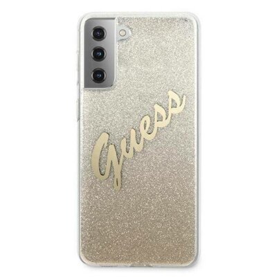 Guess Glitter Gradient Script - Etui Samsung Galaxy S21+ złoty