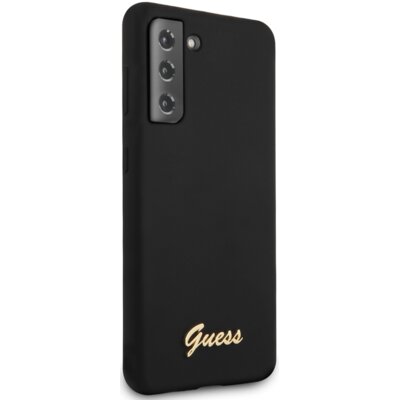 Guess Silicone Script Metal Logo - Etui Samsung Galaxy S21+ czarny