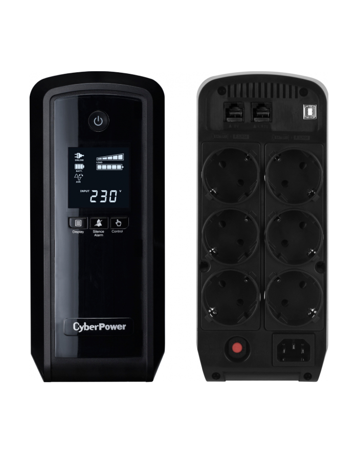 Zasilacz awaryjny CyberPower Intelligent LCD PFC UPS 900VA/540W [CP900EPFCLCD]