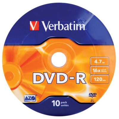 Verbatim Płyty DVD-R 4.7GB 16x Wrap MS (10 43729