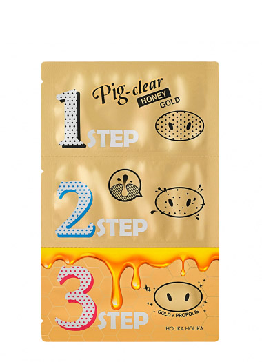 Holika Pig Clear 3-step maseczka do oczyszczania nosa Honey Gold