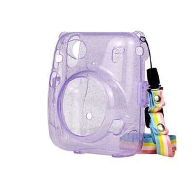LOVEINSTANT Futerał Instax Mini 11 Fioletowy Brokat Przezroczysty