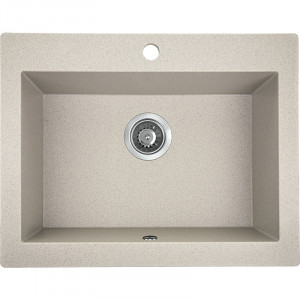 LAVEO SBK 410A Zlewozmywak granitowy 1 komora bez ociekacza Wymiary: 490x580x220 mm Wykończenie: beż W zestawie z syfonem Space Saving i korkiem klik-klak