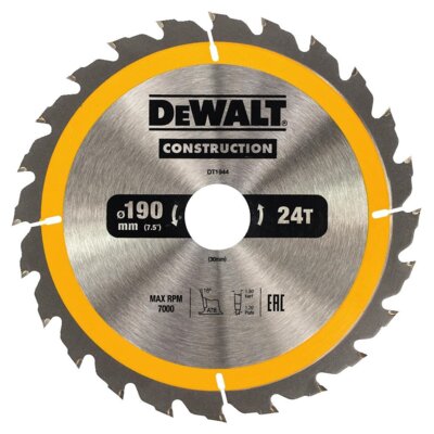 Dewalt DeWALT DT1944 Circular Saw Blade Handkr. 190 / 30mm 24WZ, 1 szt DT1944-QZ