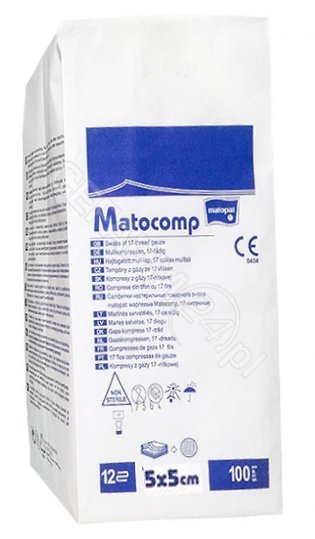 MATOCOMP Kompresy z gazy 17-nit 12-warstw niejałowe 5x5cm-100szt.