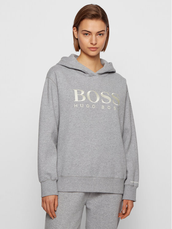 BOSS Bluza C_Edelight_Active 50457385 Szary Relaxed Fit