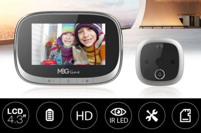 MBG Profesjonala Kamera HD Ukryta w Wizjerze do Drzwi + Ekran 4,3