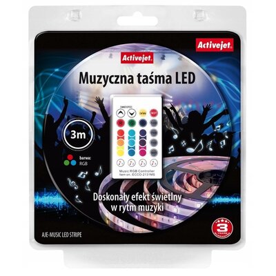 ActiveJet Zestaw taśmy muzycznej LED RGB z pilotem i zasilaczem w komplecie AJE-MUSIC LED STRIPE ACTIVEJET