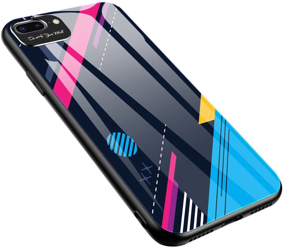 Hurtel Color Glass Case etui pokrowiec nakładka ze szkła hartowanego z osłoną na aparat iPhone SE 2020 / iPhone 8 / iPhone 7 pattern 4 - Przezroczysty