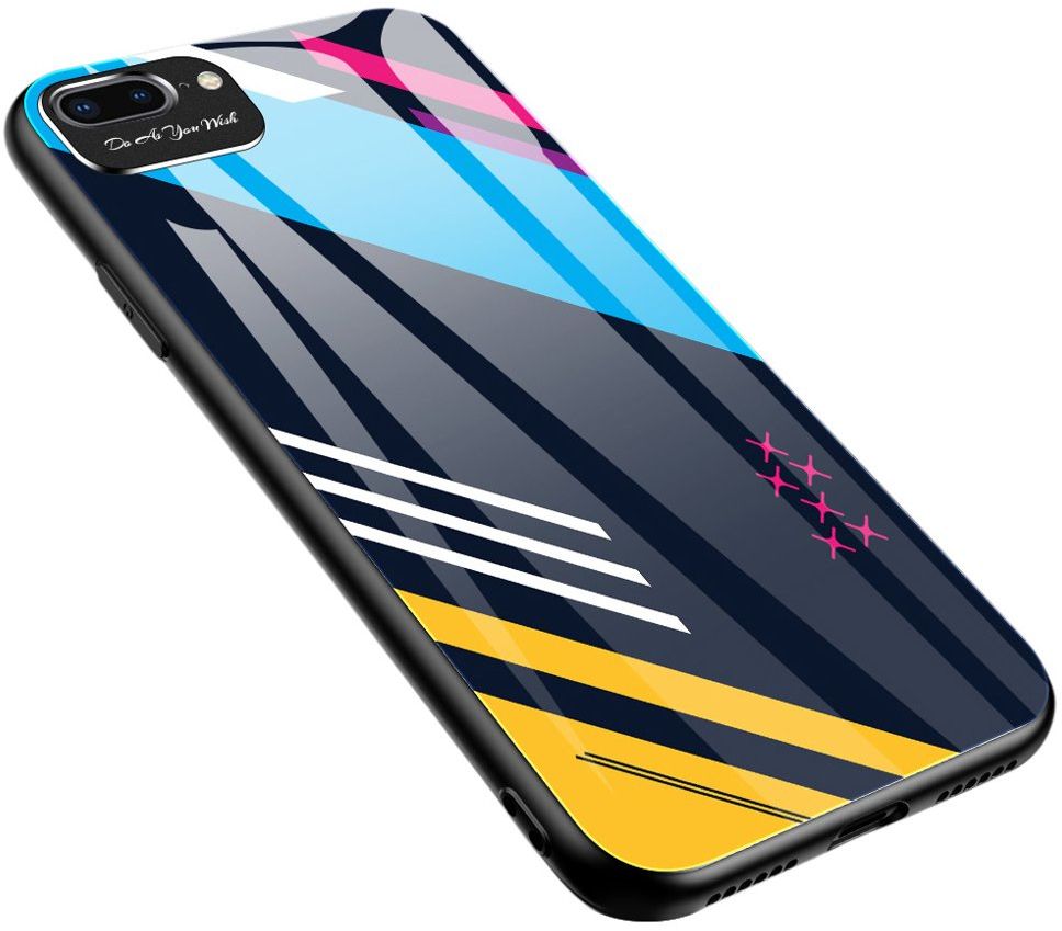 Hurtel Color Glass Case etui pokrowiec nakładka ze szkła hartowanego z osłoną na aparat iPhone SE 2020 / iPhone 8 / iPhone 7 pattern 2 - Przezroczysty