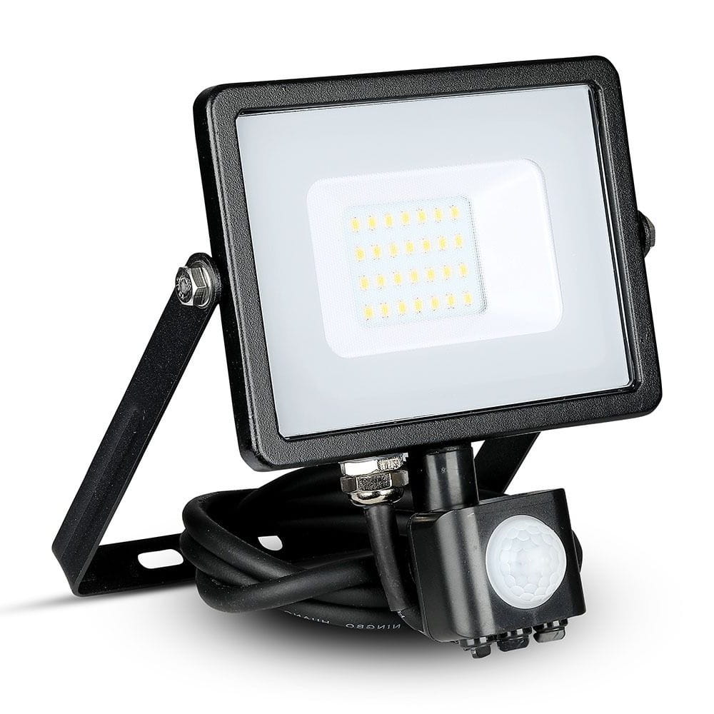 V-tac naświetlacz LED Pro series) z czujnikiem ruchu PIR VT-20-S-B 20W 3000K 1600lm IP65 czarny SKU 451