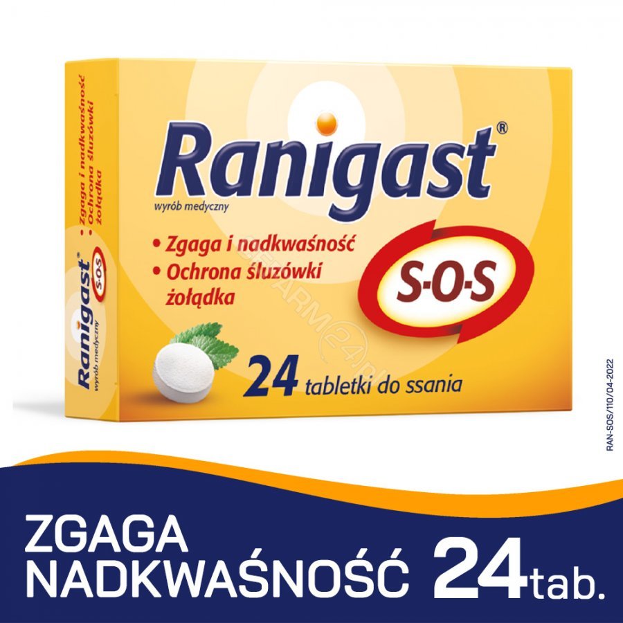 Polpharma Ranigast SOS 24 tabletki do ssania Wysyłka kurierem tylko 10,99 zł