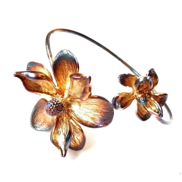 Bransoletka srebrna - Brązowe magnolie