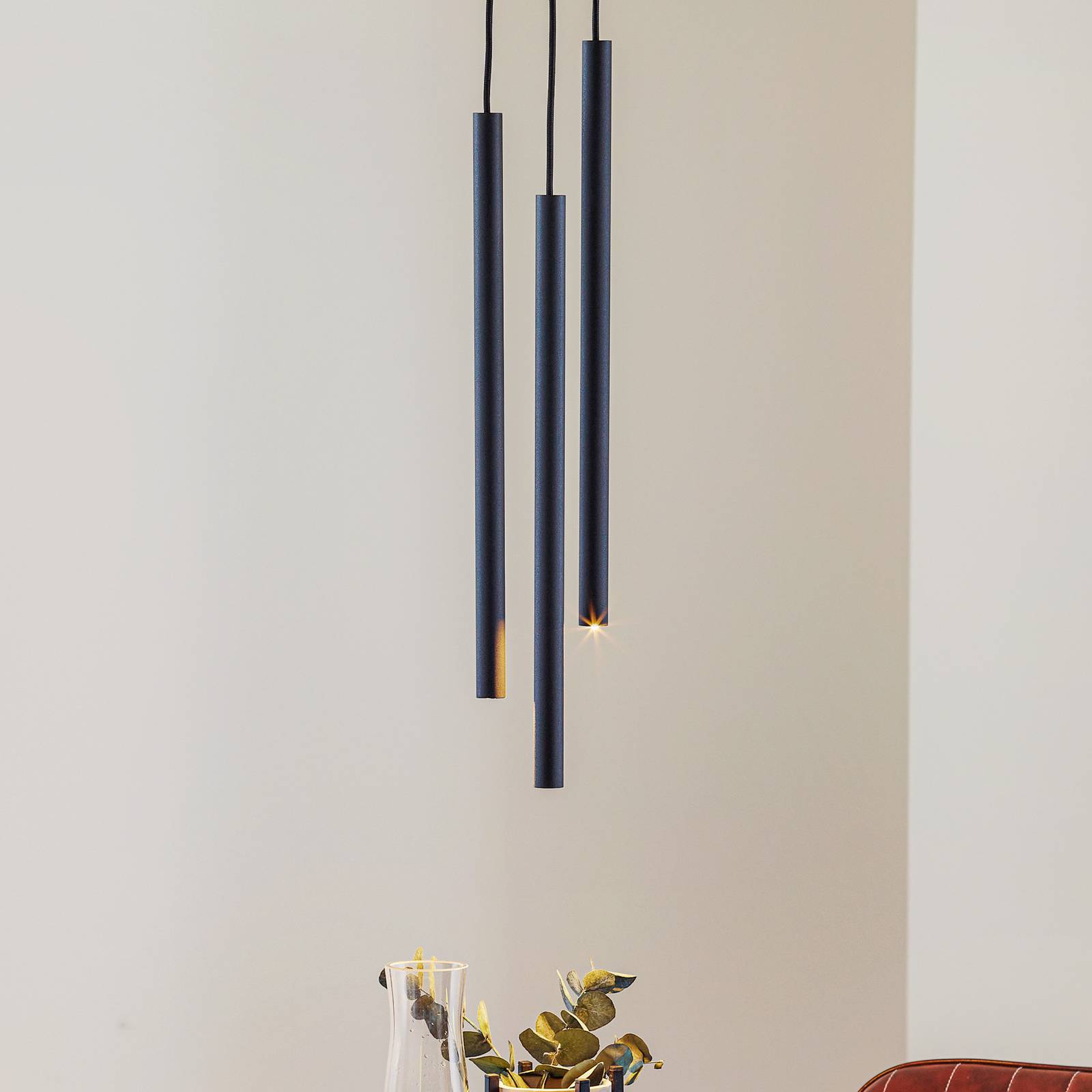 Lampa wisząca Thin, czarna, 3-punktowa, okrągła
