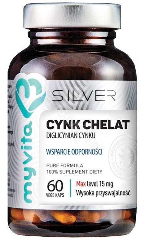 MyVita Cynk chelat diglicynian cynku 15 mg wsparcie odporności 60 kapsułek Silver