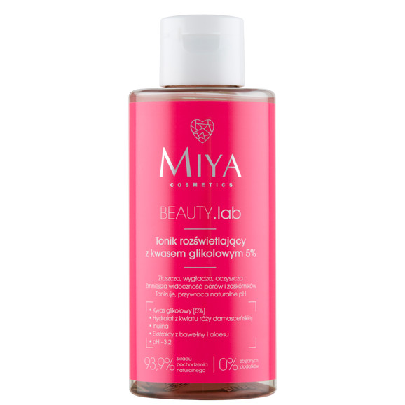 Miya Cosmetics Miya Beauty Lab tonik rozświetlający z kwasem glikolowym 5% 150ml