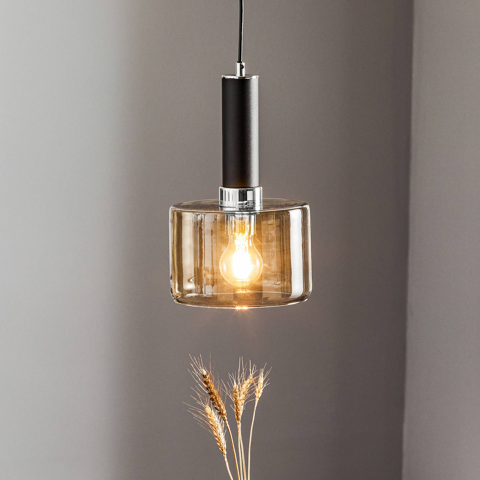Lampa wisząca Viva, dym/czarna/chromowa 1-punktowa