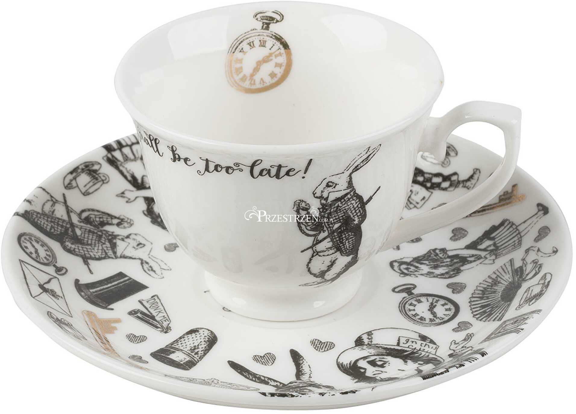 PORCELANOWA FILIŻANKA ESPRESSO ZE SPODKIEM - V&A MUSEUM Alicja w Krainie Czarów 100 ml