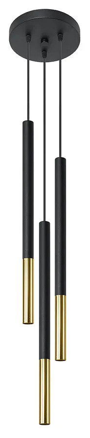 Czarno-złota potrójna lampa wisząca regulowana - EX721 T6-Z85