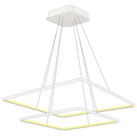 Biurowa LAMPA wisząca SLIM/000006/3000/W MDECO metalowa OPRAWA zwis LED 66W 3000K kwadratowy biały