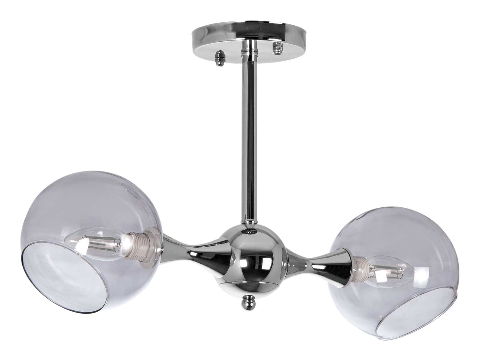 Modernistyczna lampa sufitowa VEN C854-2 szklane klosze chrom przydymione