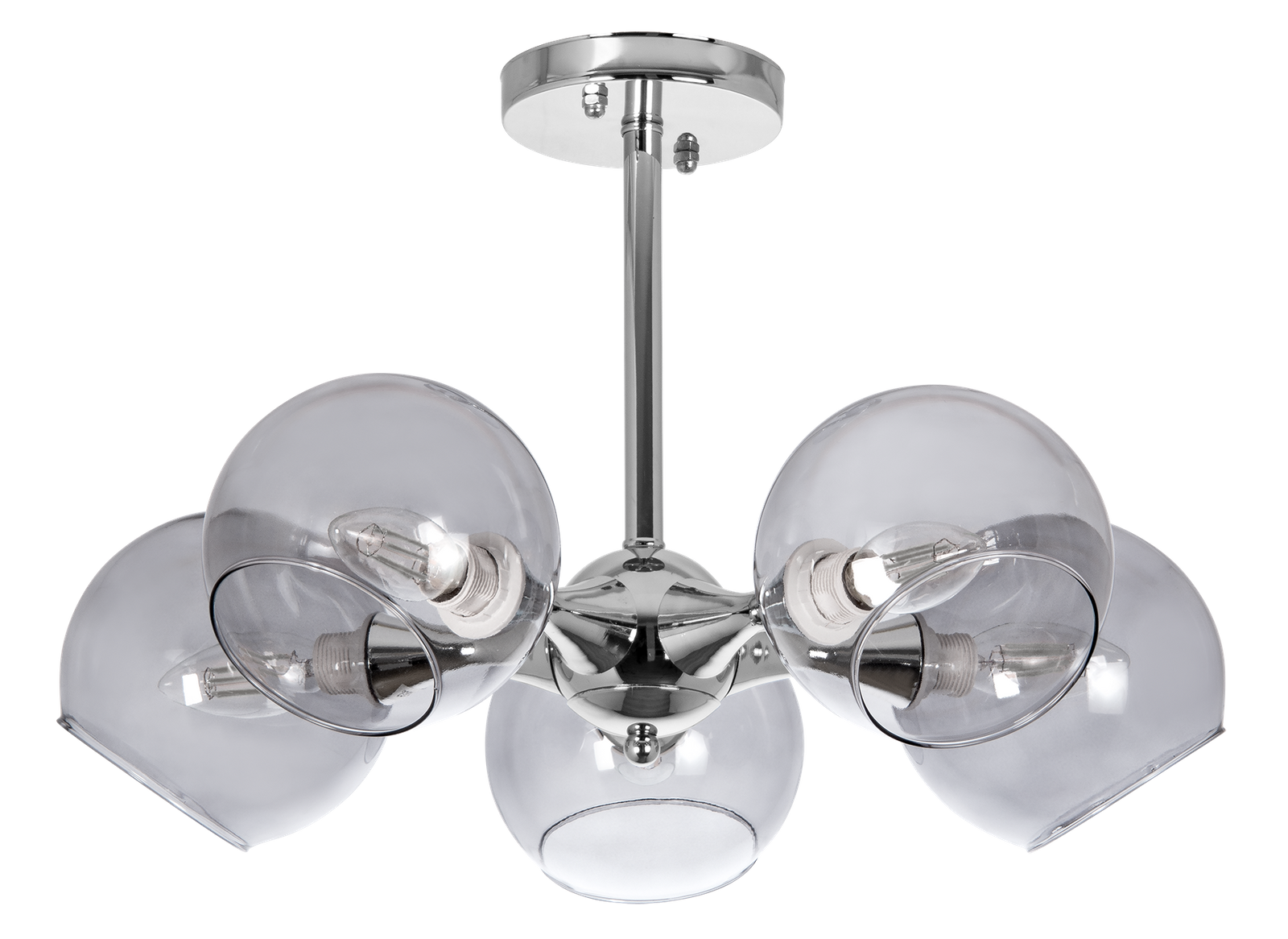 Lampa sufitowa VEN C854-5 modernistyczna szklane klosze chrom przydymione