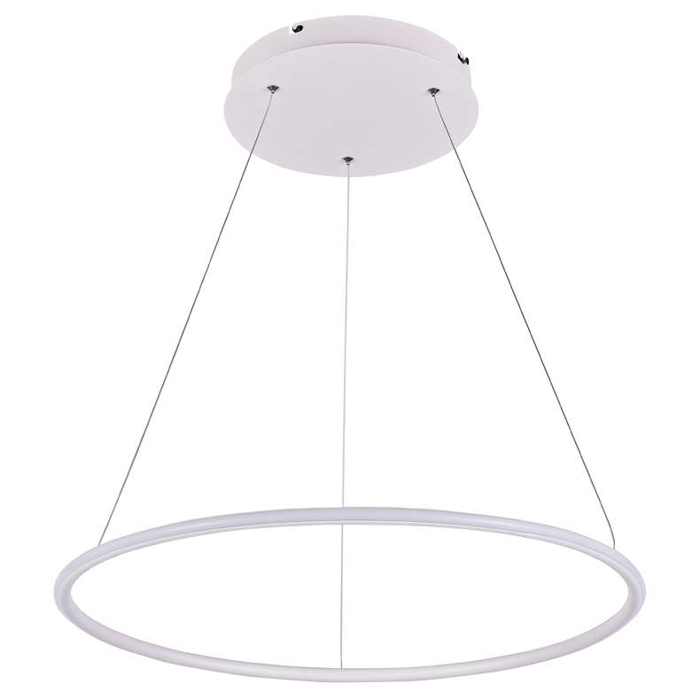 LAMPA wisząca MDECO SLIM/000012/3000/W metalowa OPRAWA futurystyczna LED 43W 3000K zwis pierścień ring IP44 biały