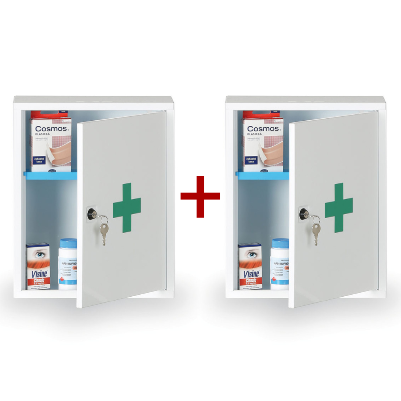 B2B Partner Metalowa apteczka 30 x 37 x 14 cm, 1+1 GRATIS 486019