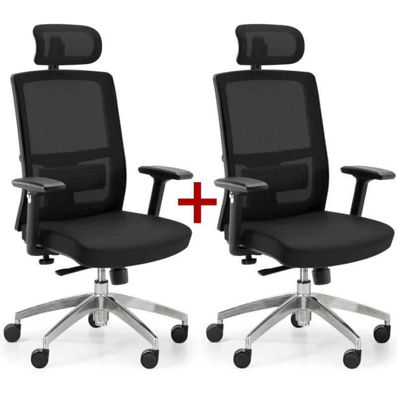 B2B Partner Krzesło biurowe Ned MF 1+1 Gratis, czarny X3-52A-MF/N21+NT01