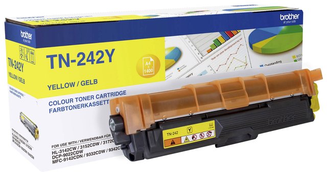 Oryginał Toner Brother TN-242Y do Brother DCP9017 DCP9017CDW DCP9022 DCP9022CDW HL3142 HL3142CW HL3152 HL3152CDW HL3172 HL3172CDW MFC9142 MFC9142CDN MFC9332 MFC9332CDW MFC9342 MFC9342CDW | 1 400 str. | żółty