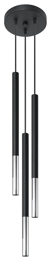 Czarna chromowana potrójna lampa wisząca tuba - EX721 L3-A55