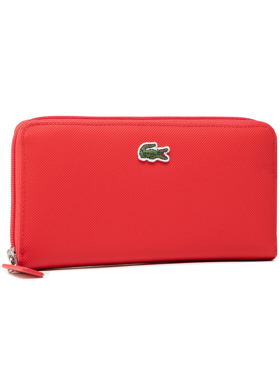 Lacoste Duży Portfel Damski L Zip Wallet NF2900PO Czerwony