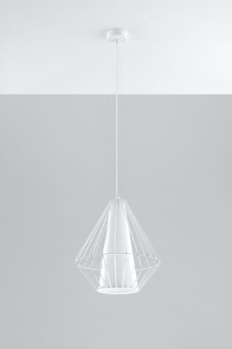 Sollux Lighting Druciana LAMPA wisząca SL.297 industrialna OPRAWA zwis druciak metalowy klatka skeleton biały