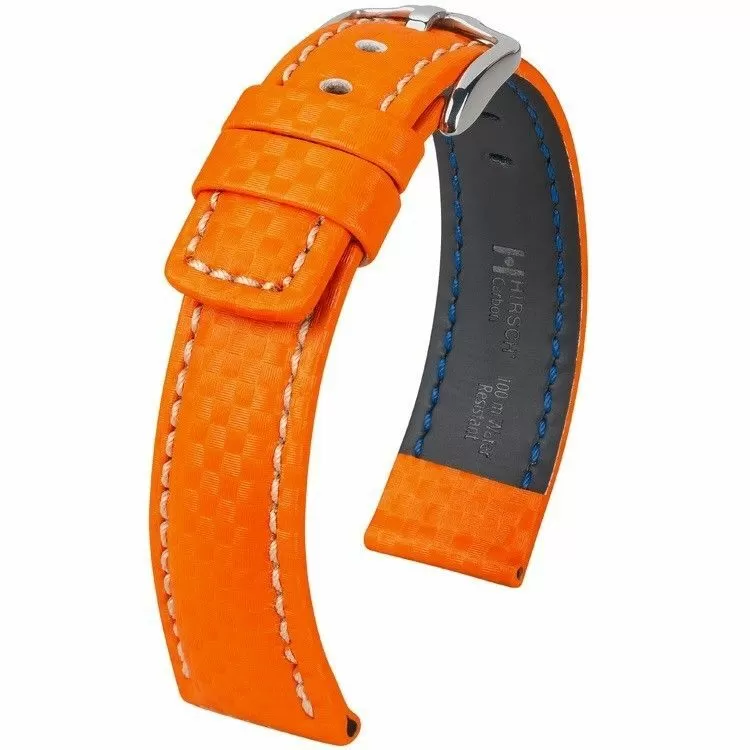 Pomarańczowy pasek skórzany 20 mm HIRSCH Carbon 02592076-2-20 (L) RATY | GRATIS WYSYŁKA | GRATIS ZWROT DO  1 ROKU | 100% ORYGINAŁ!!