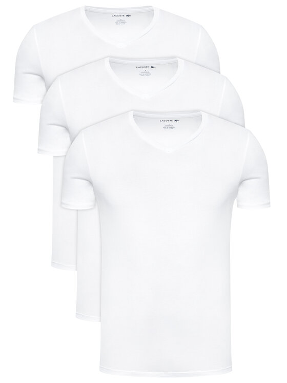 Lacoste Komplet 3 t-shirtów TH3374 Biały Slim Fit